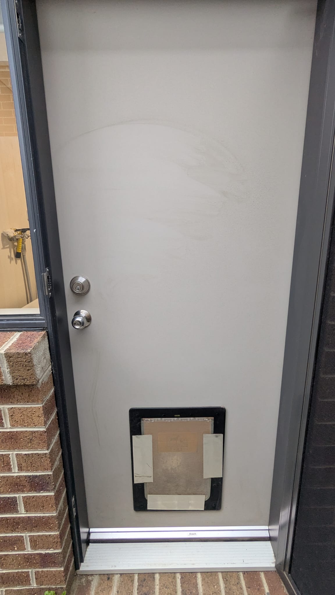 Laundry door exterior painted monument satin 3 coats North Brisbane handyman